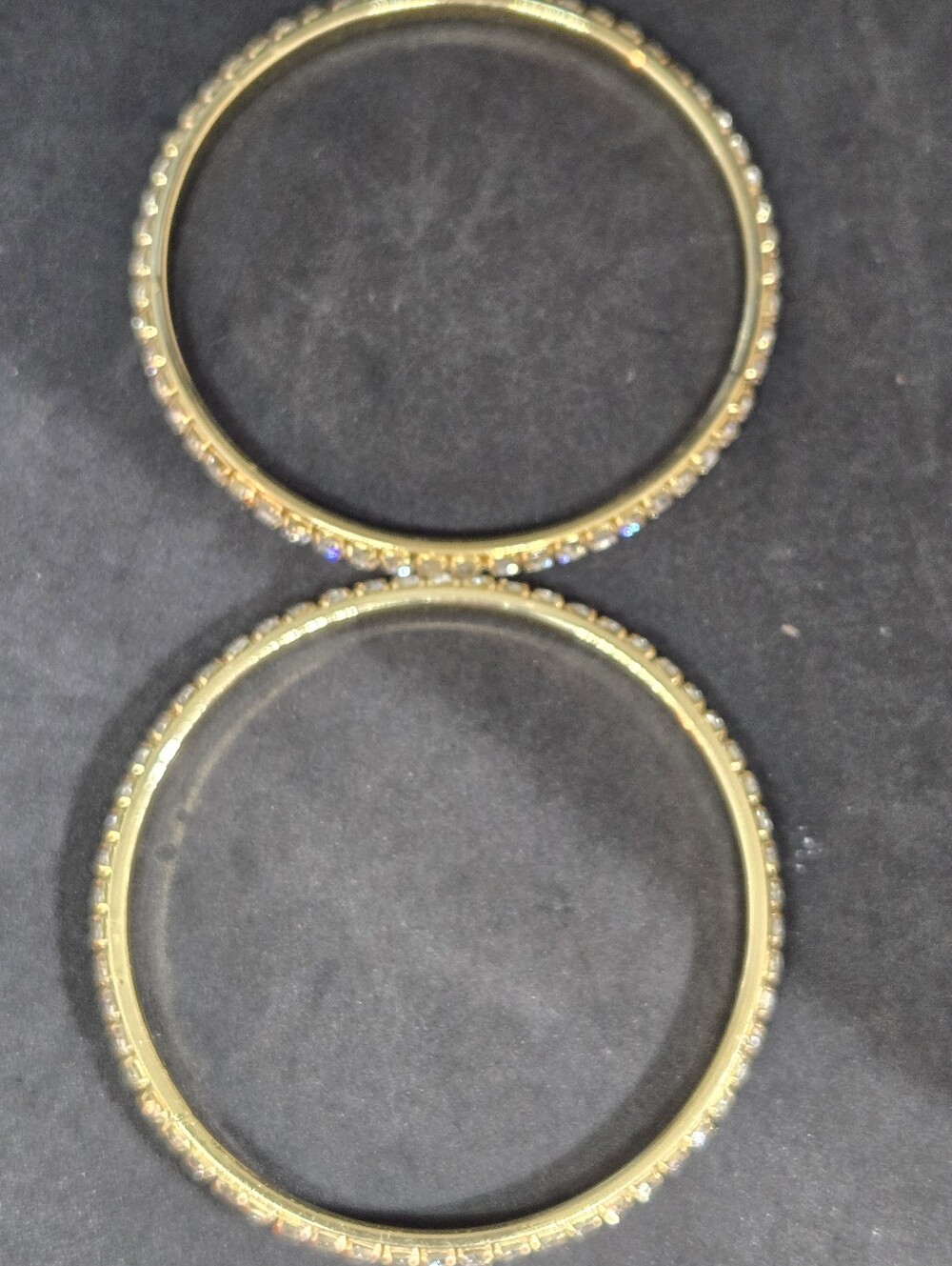 Gold Tone Rhinestone Bangle Bracelets Large - Picture 3 of 6